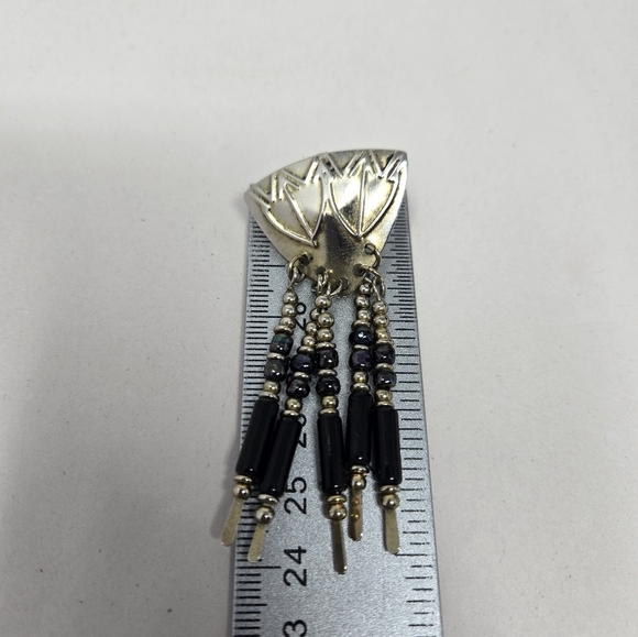 Vintage Silver Tone Arrow Design Dangle Beaded Earrings Southwestern Cowgirl - Picture 5 of 6